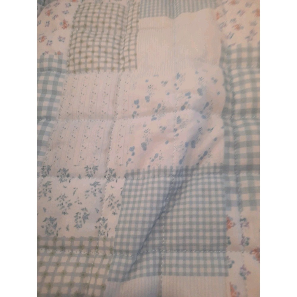 New Patchwork Quilted Reversible Blue Jacket Size… - image 8